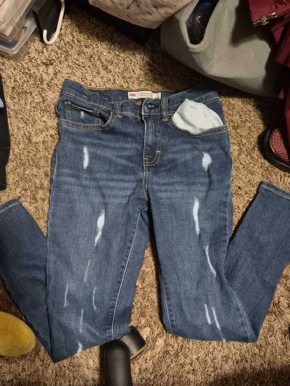 Levi Girls Distressed Blue Jeans
